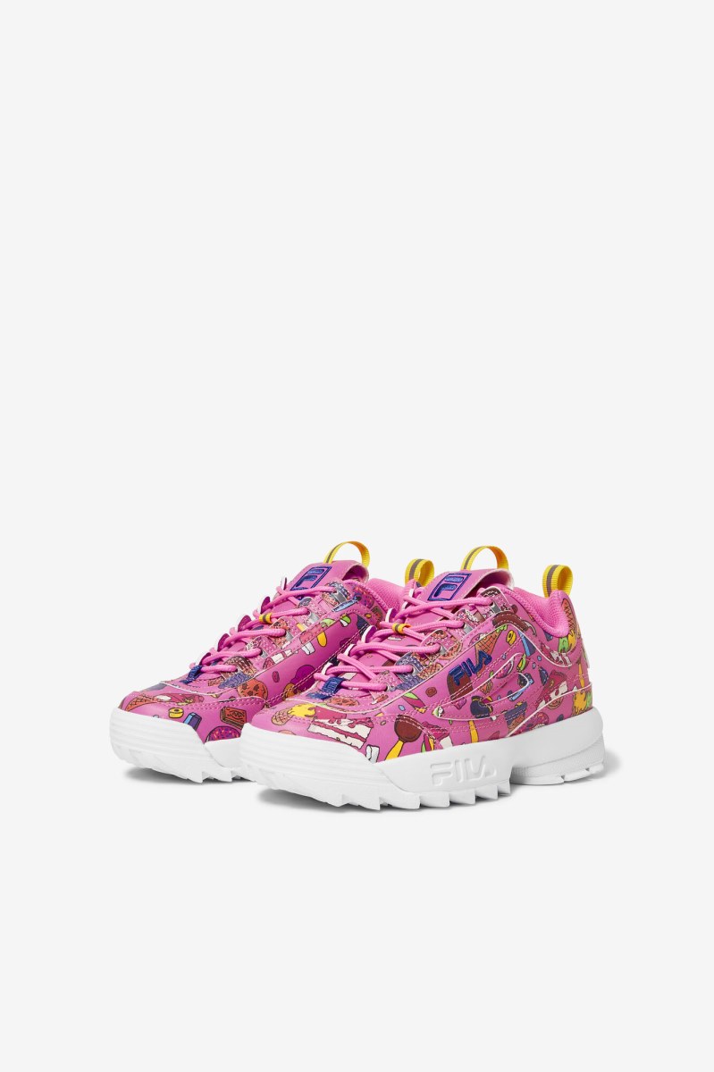 Purple / Lemon Fila Disruptor 2 Premium Kids' Little Kids | 354760-CVH