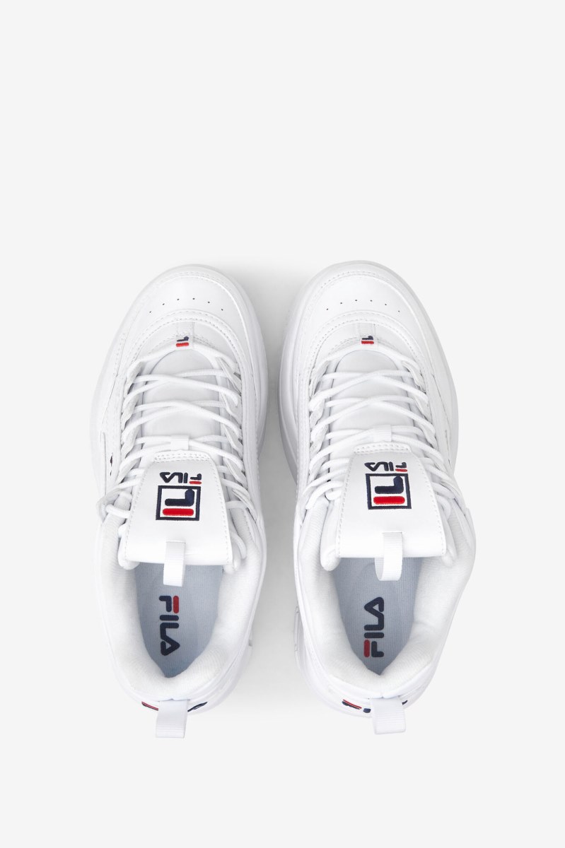 White / Navy / Red Fila Disruptor 2 Wedge Patent Women's Sneakers | 621597-PUY