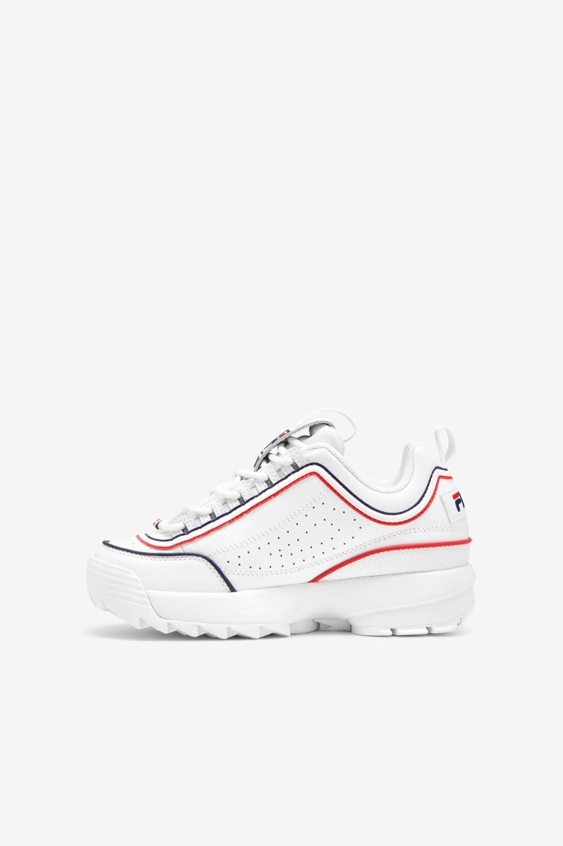 White / Navy / Red Fila disruptor 2 contrast piping Kids' Little Kids | 509248-TIR