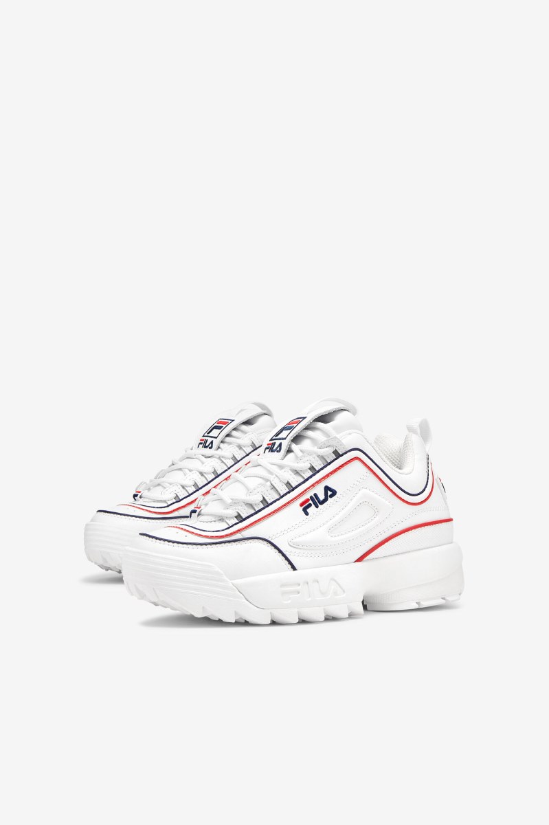 White / Navy / Red Fila disruptor 2 contrast piping Kids' Little Kids | 509248-TIR