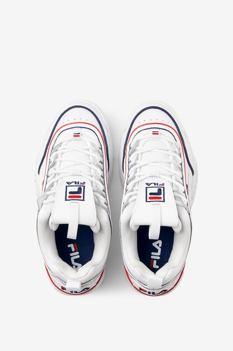White / Navy / Red Fila disruptor 2 contrast piping Kids' Little Kids | 509248-TIR